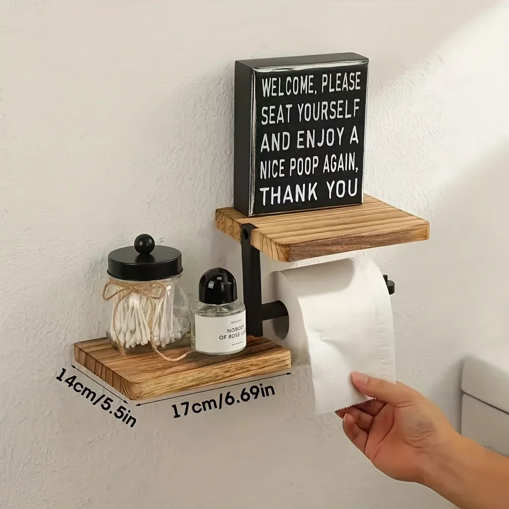 Wall-Mounted Toilet Paper Holder with Shelf