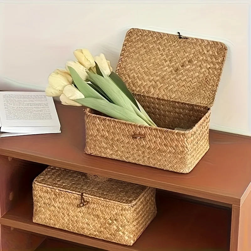 Storage Basket, Handmade Straw Woven