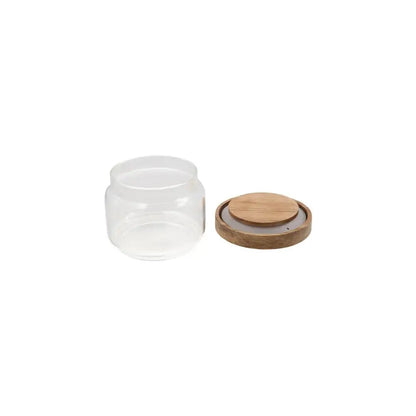Multi-Use Wooden Lid Glass Food Storage Jar Clear Thicken Airtight Canisters Coffee Beans Round Food Storage Containers Sugar