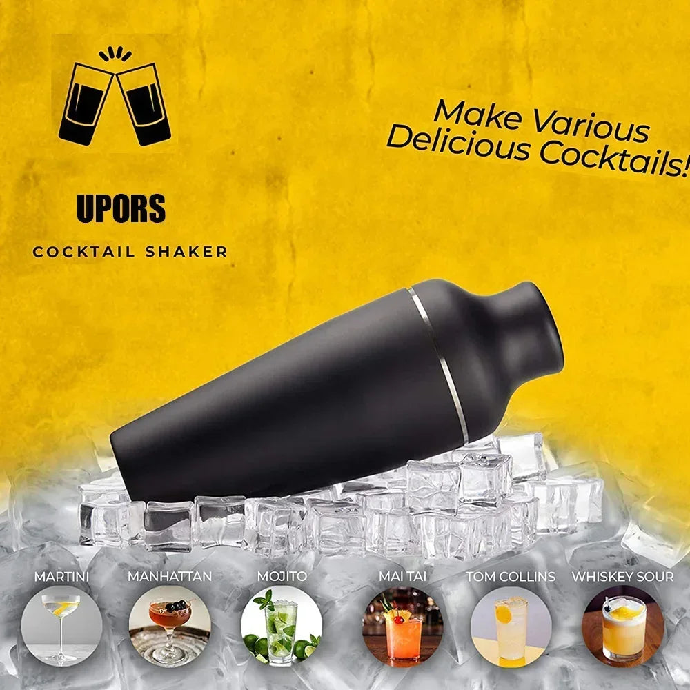 8-Piece Matte Black Cocktail Shaker Set – Complete Bartender Kit