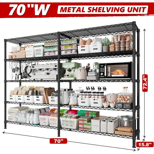 Wire Shelving Unit, 5-Tier 70"