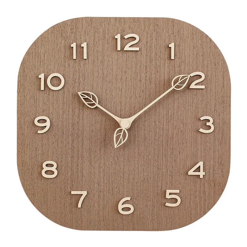 Square Light Luxury Wood Wall Clock