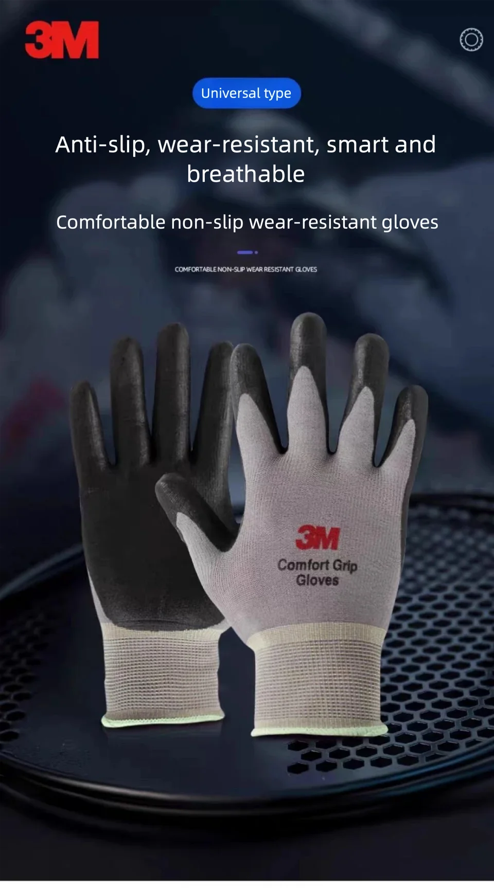 3M Comfort Grip Work Gloves – Nitrile Coated, Breathable & Touchscreen Ready