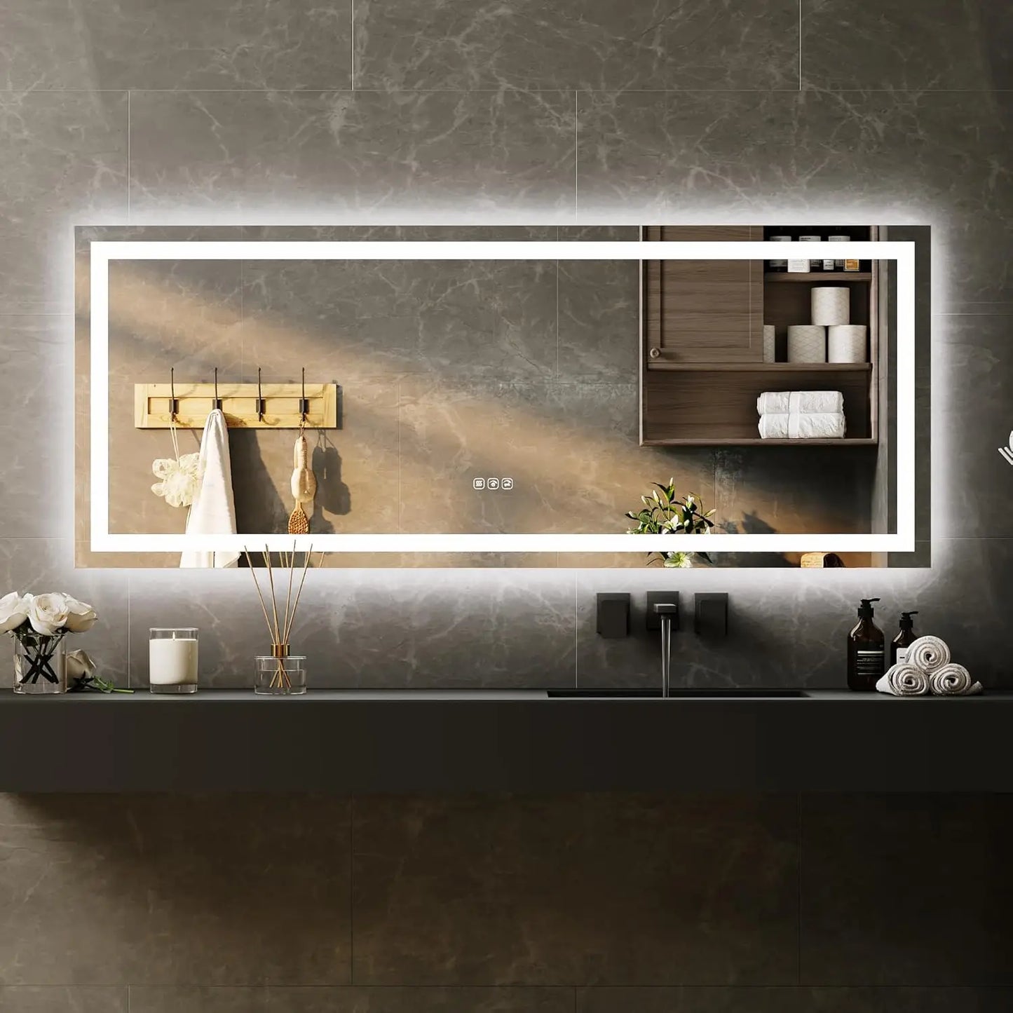 LED Bathroom Mirror, Front & Backlit Dimmable