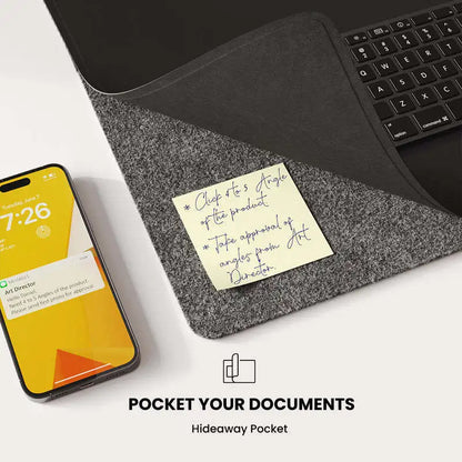 Wireless Charging Desk Mat XL, 15W Fast Charge Mouse Pad with Detachable Magnetic Charging Panel & Document Pocket