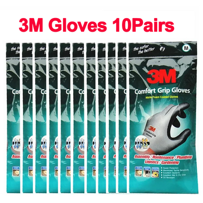 3M Nitrile Coated Work Gloves – 10 Pairs, Breathable Anti-Slip Knit Fabric