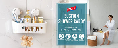 Corner Shower Shelf – No-Drill Suction Cup Bathroom Storage Basket