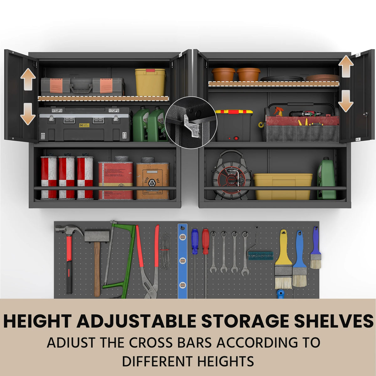 Wall Mounted Lockable Steel Storage Cabinet with Adjustable Shelves