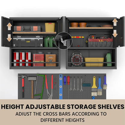 Wall Mounted Lockable Steel Storage Cabinet with Adjustable Shelves