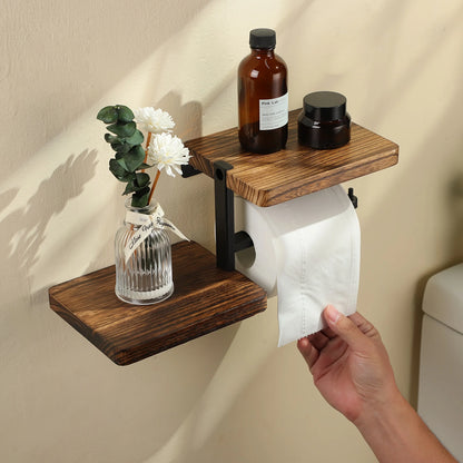 Wall-Mounted Toilet Paper Holder with Shelf