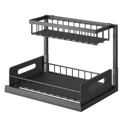2-Tier Under Sink Organizer – Metal Slide Out Cabinet Shelf