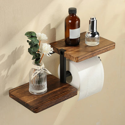 Wall-Mounted Toilet Paper Holder with Shelf