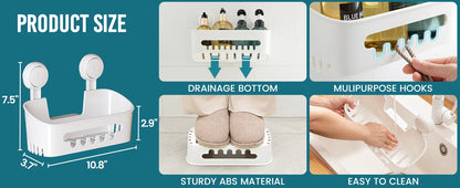 Corner Shower Shelf – No-Drill Suction Cup Bathroom Storage Basket