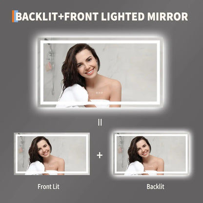 LED Bathroom Mirror, Front & Backlit Dimmable
