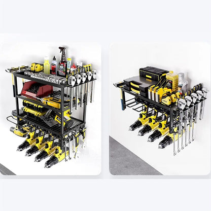 Power Tool Organizer – 4-Tier Wall Mounted Heavy-Duty Metal Rack