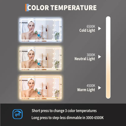 LED Bathroom Mirror, Front & Backlit Dimmable