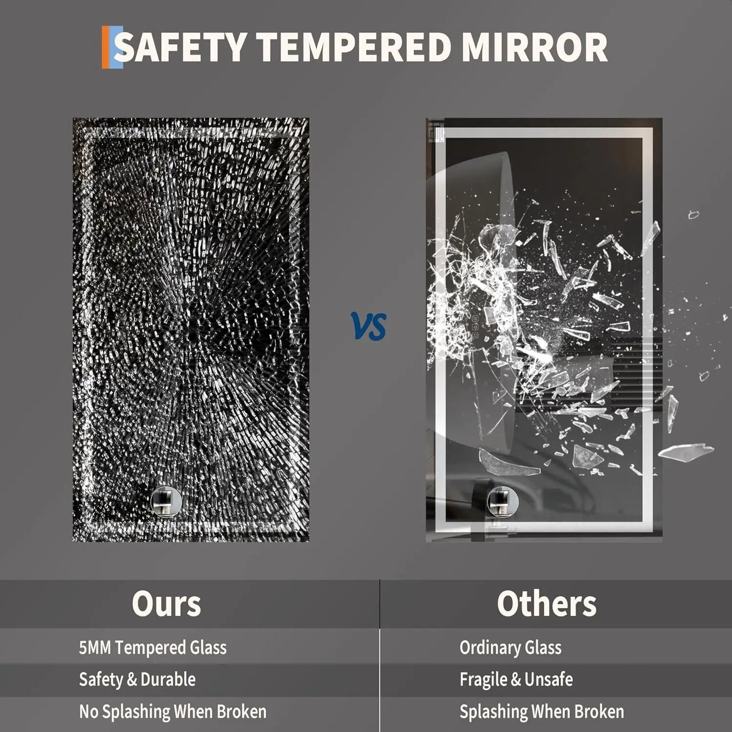 LED Bathroom Mirror, Front & Backlit Dimmable