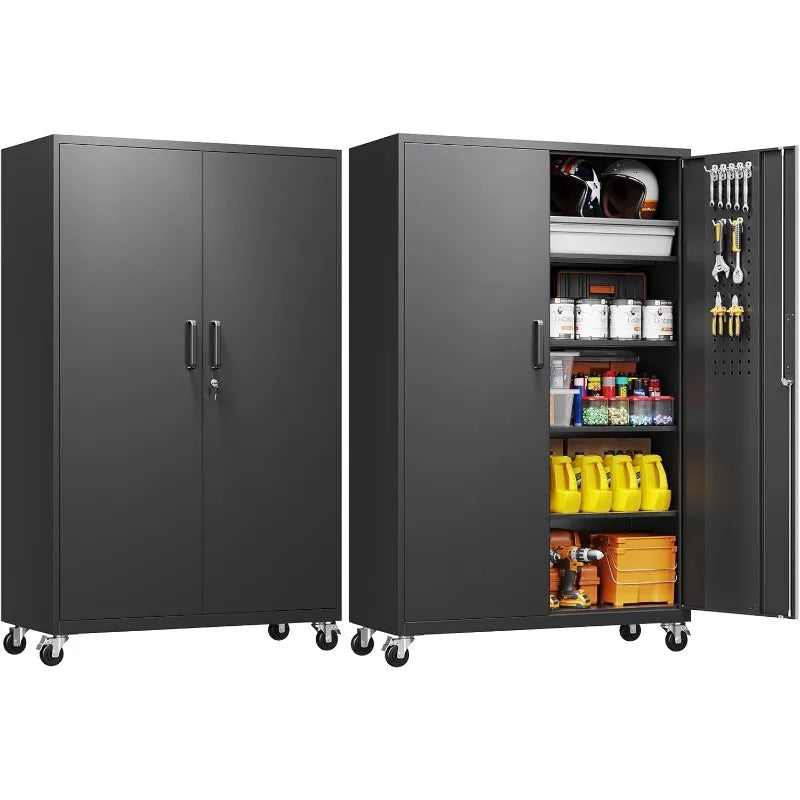Yizosh Metal Garage Storage Cabinet – Rolling Steel with Locking Doors
