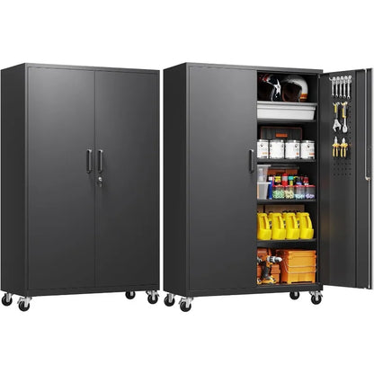 Yizosh Metal Garage Storage Cabinet – Rolling Steel with Locking Doors