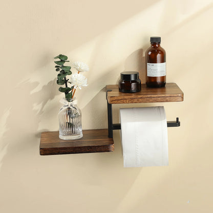 Wall-Mounted Toilet Paper Holder with Shelf
