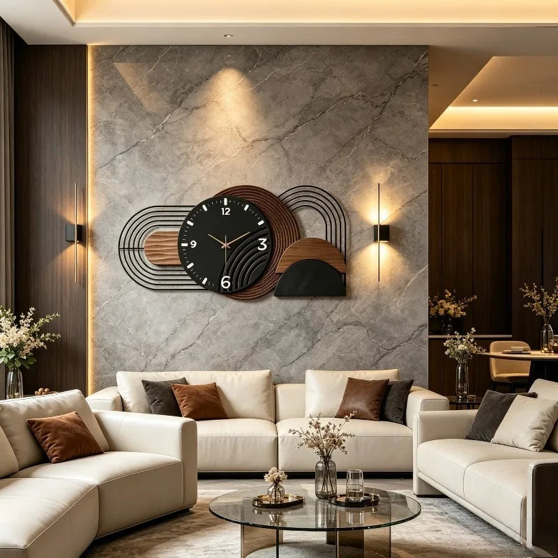 Large Oval Wooden Wall Clock, Modern Minimalist, Silent