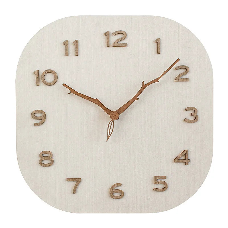 Square Light Luxury Wood Wall Clock