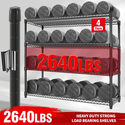 Industrial Wire Shelving – 4-Tier Heavy-Duty Metal Storage Rack