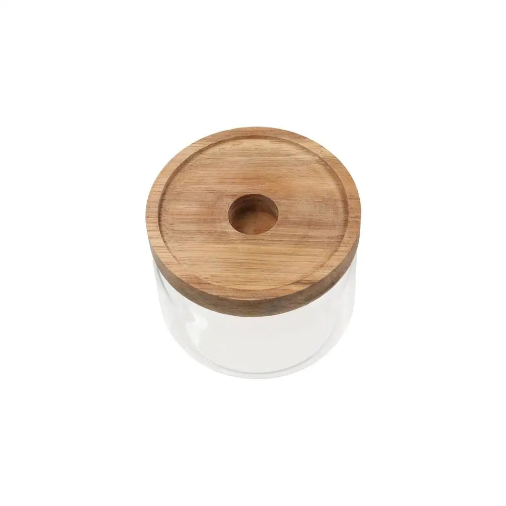 Multi-Use Wooden Lid Glass Food Storage Jar Clear Thicken Airtight Canisters Coffee Beans Round Food Storage Containers Sugar