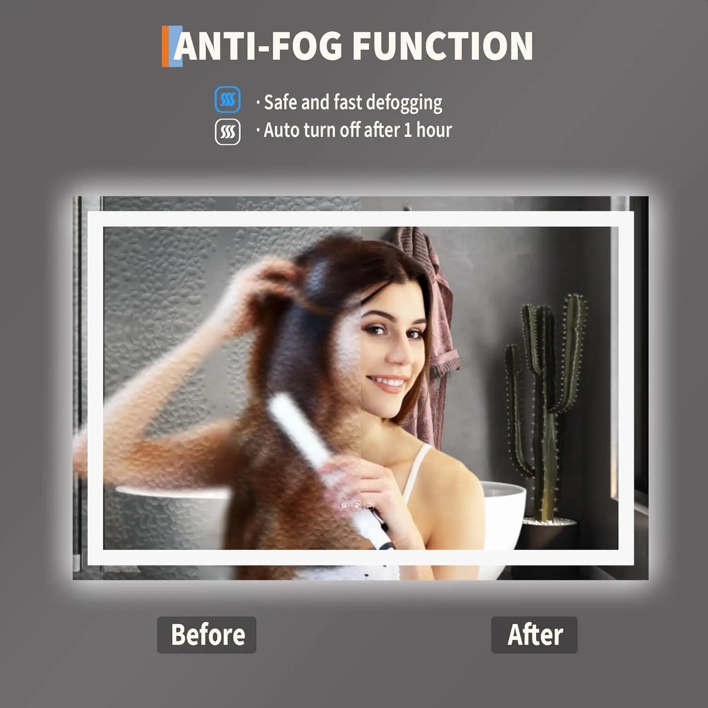 LED Bathroom Mirror, Front & Backlit Dimmable