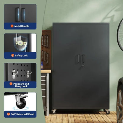 Yizosh Metal Garage Storage Cabinet – Rolling Steel with Locking Doors