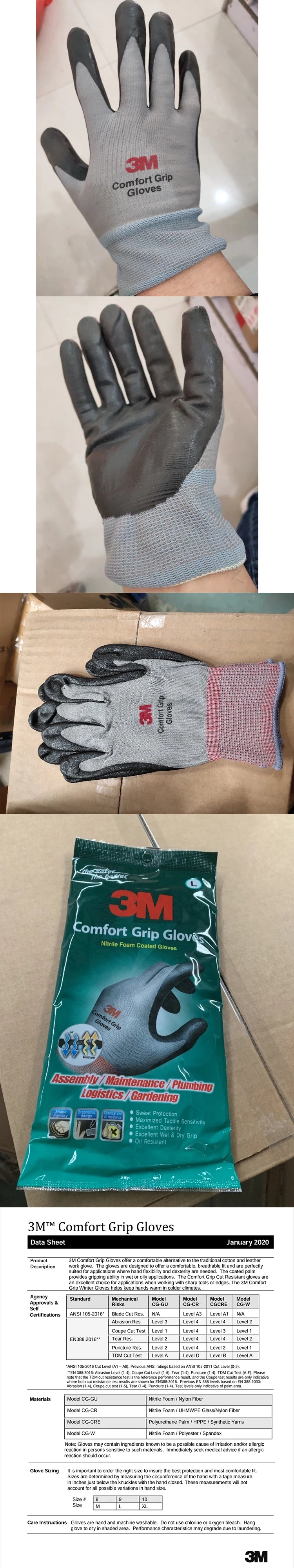 3M Comfort Grip Work Gloves – Nitrile Coated, Breathable & Touchscreen Ready