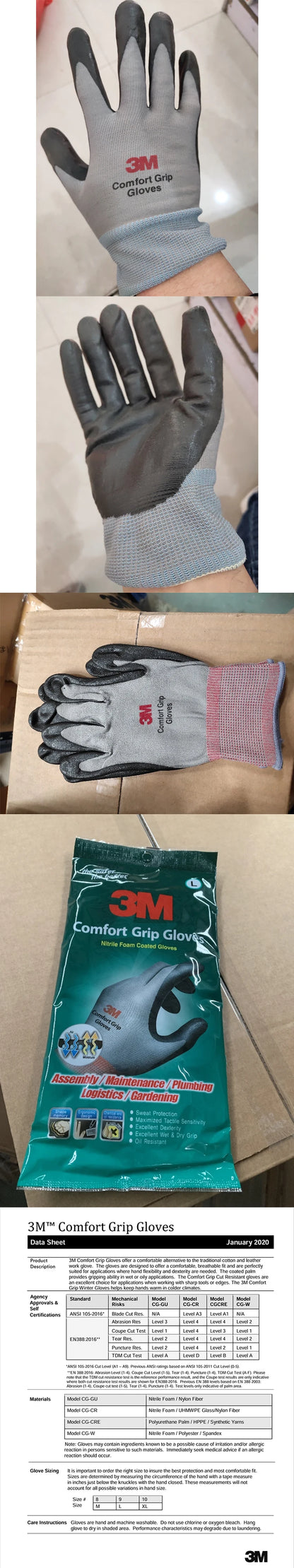 3M Comfort Grip Work Gloves – Nitrile Coated, Breathable & Touchscreen Ready