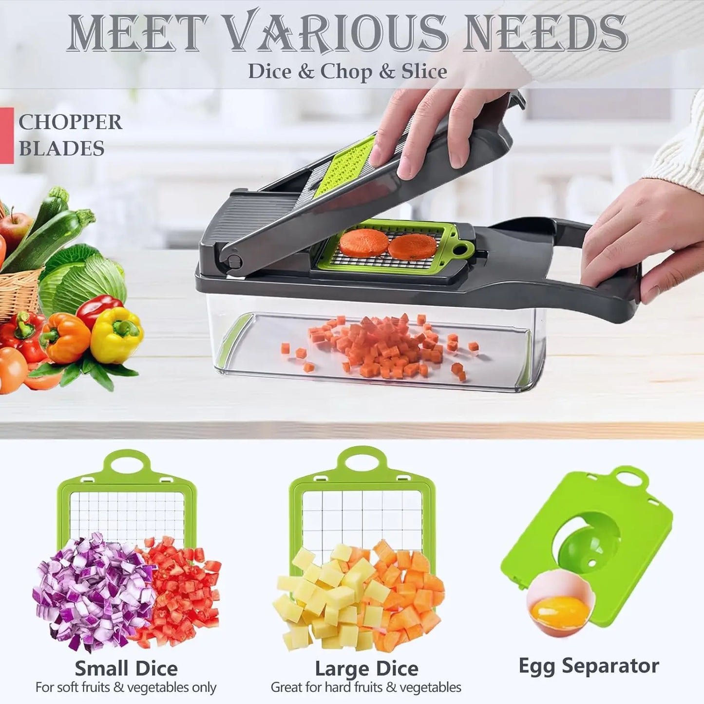 Vegetable Chopper, Multi-Blade Slicer & Dicer