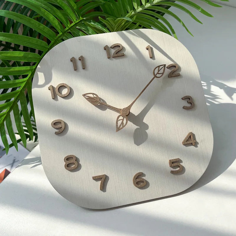 Square Light Luxury Wood Wall Clock