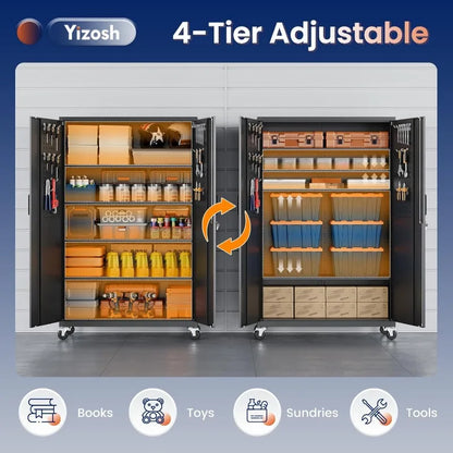 Yizosh Metal Garage Storage Cabinet – Rolling Steel with Locking Doors