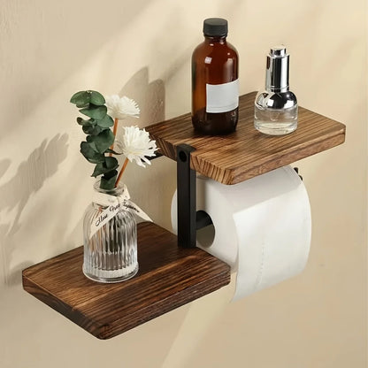 Wall-Mounted Toilet Paper Holder with Shelf