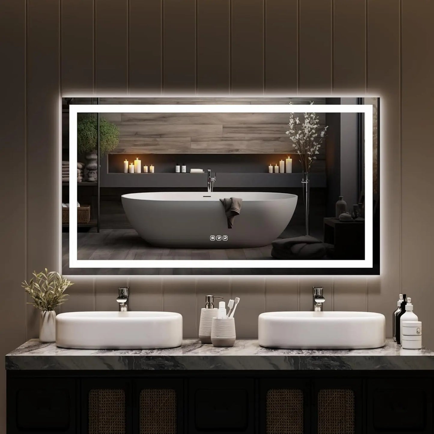 LED Bathroom Mirror, Front & Backlit Dimmable
