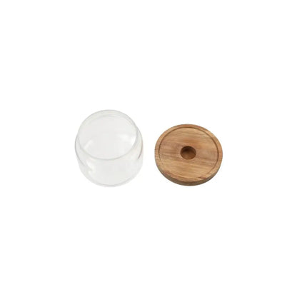 Multi-Use Wooden Lid Glass Food Storage Jar Clear Thicken Airtight Canisters Coffee Beans Round Food Storage Containers Sugar