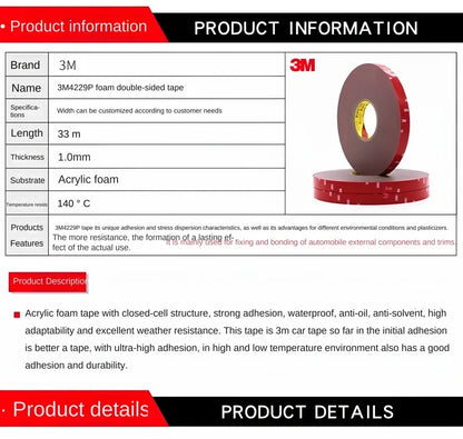 3M 4229P Double Sided Foam Tape – Waterproof Heavy Duty Adhesive, 5-50mm