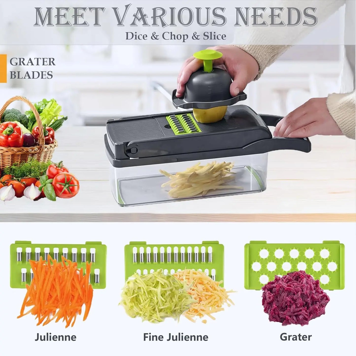 Vegetable Chopper, Multi-Blade Slicer & Dicer