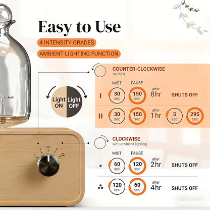 Waterless Glass & Wood Essential Oil Diffuser