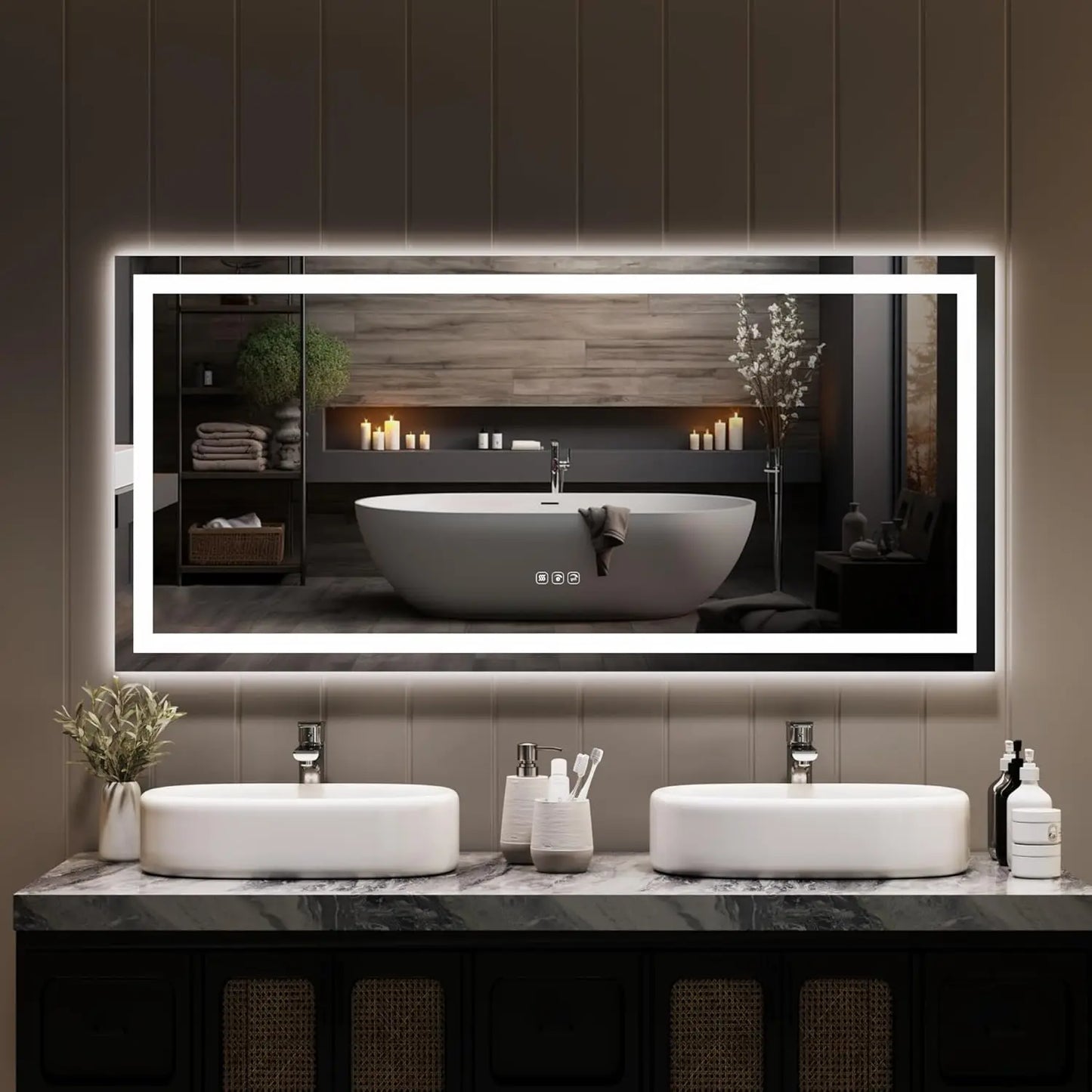 LED Bathroom Mirror, Front & Backlit Dimmable