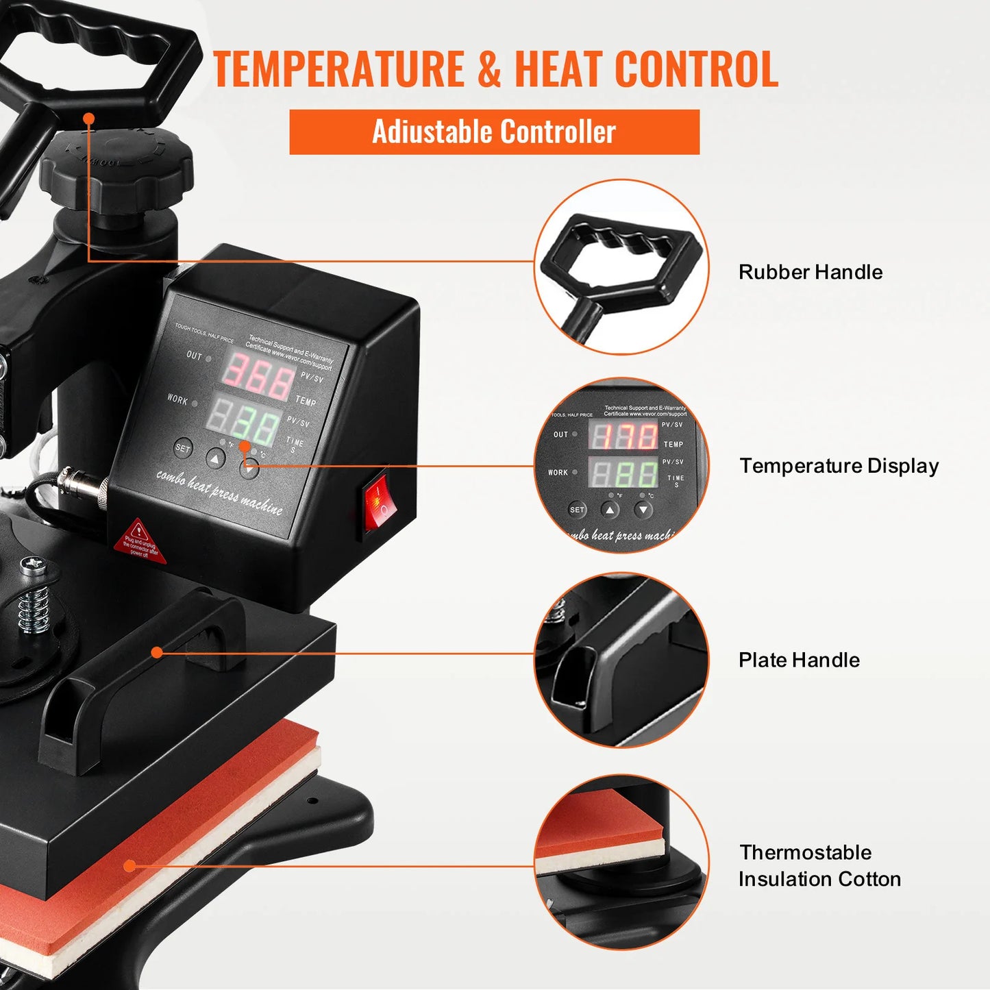 Heat Press Machine, 12×10" Swing-Away Digital
