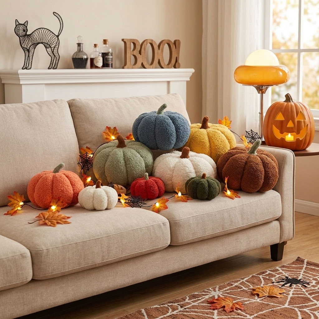 Decorative Pumpkin Pillow | Fall & Halloween Decor | 15–35 cm