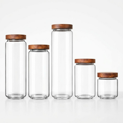 Glass Storage Jars with Acacia Wood Lids
