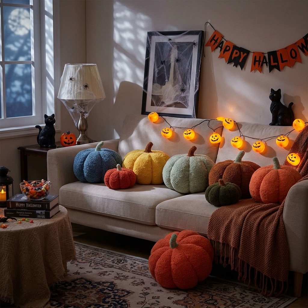Decorative Pumpkin Pillow | Fall & Halloween Decor | 15–35 cm