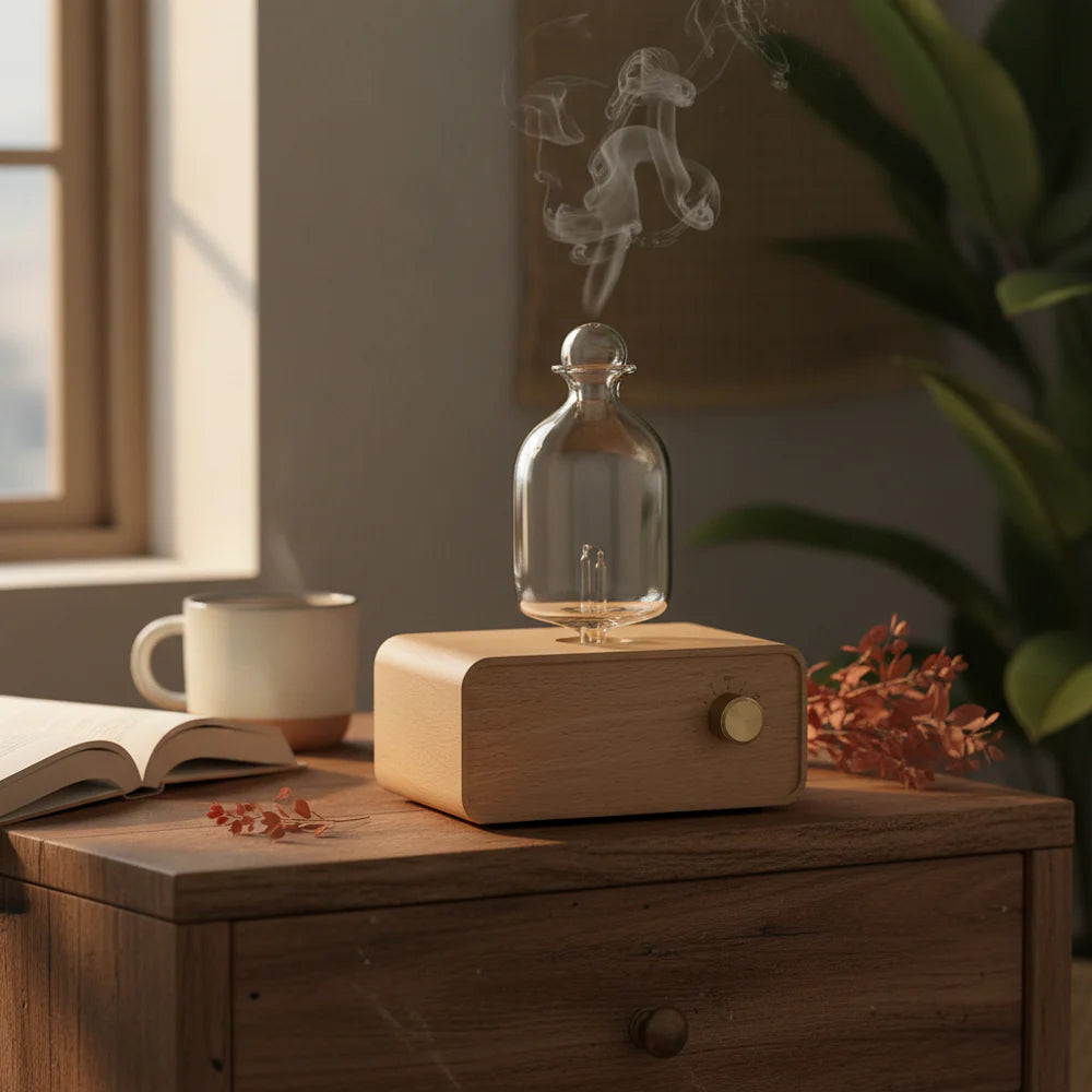 Waterless Essential Oil Diffuser – Wood & Glass