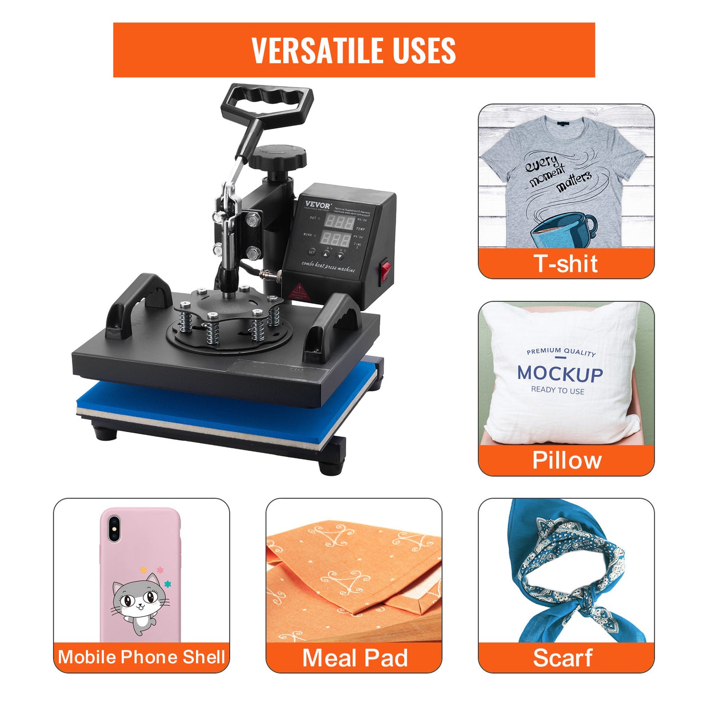Heat Press Machine, 12×10" Swing-Away Digital
