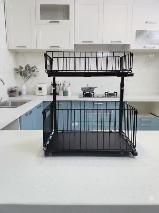 Under Sink Organizer, 2-Tier Adjustable