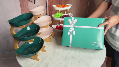 Stackable Fruit Bowls with Wooden Stand